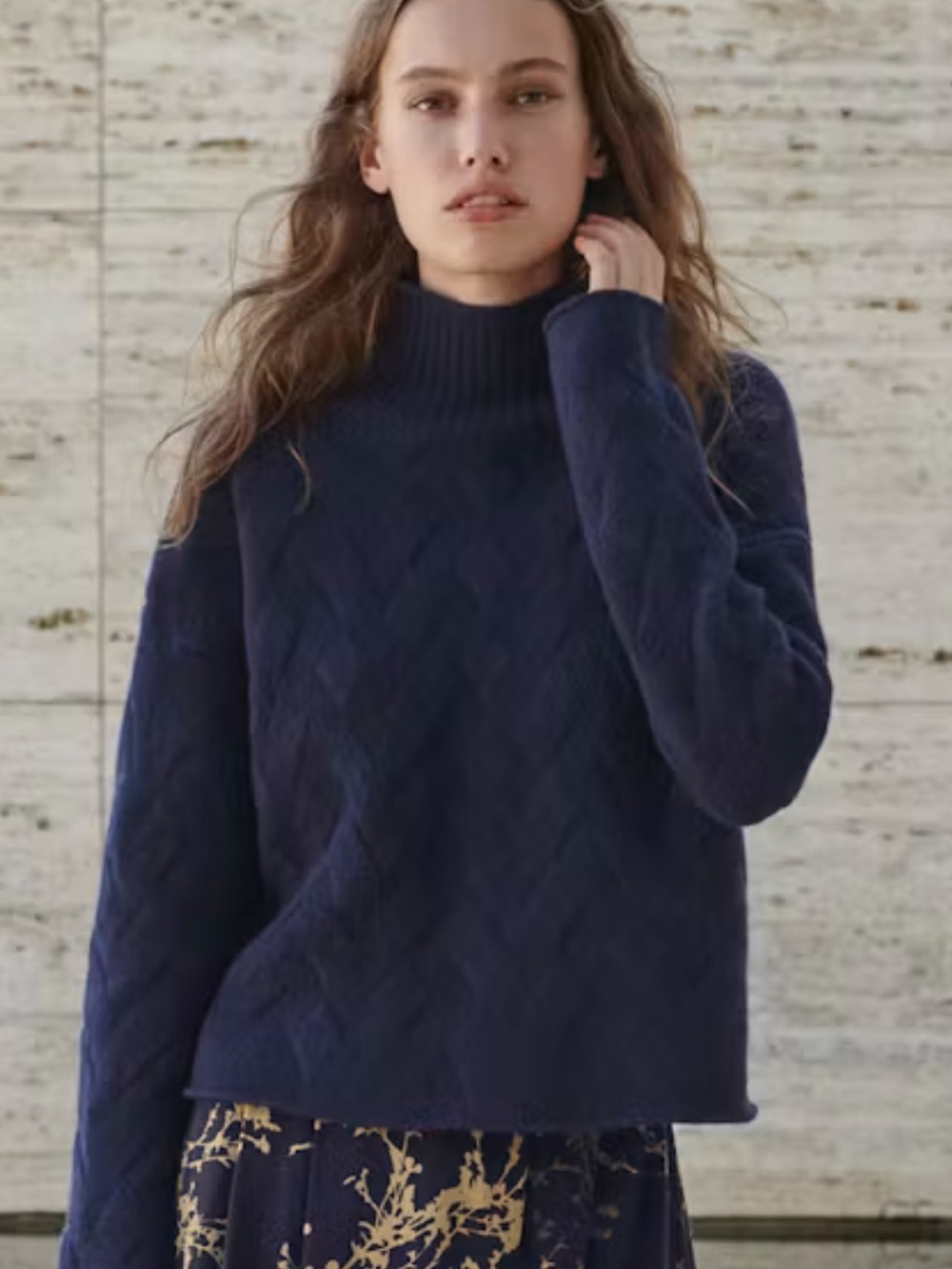 Poetry Cable Lambswool Slate Blue Cable Turtleneck Sweater New no tags size 4